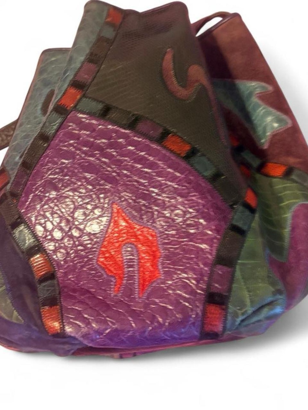 Women's Sharif Vintage 1980s Bucket Bag Patchwork with multicolored patchwork.